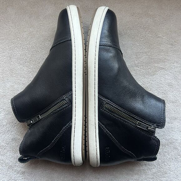 Taos Bootsie Black Leather Ankle Boot Women 8 High-Top Sneaker Zipper Athleisure - Picture 4 of 15